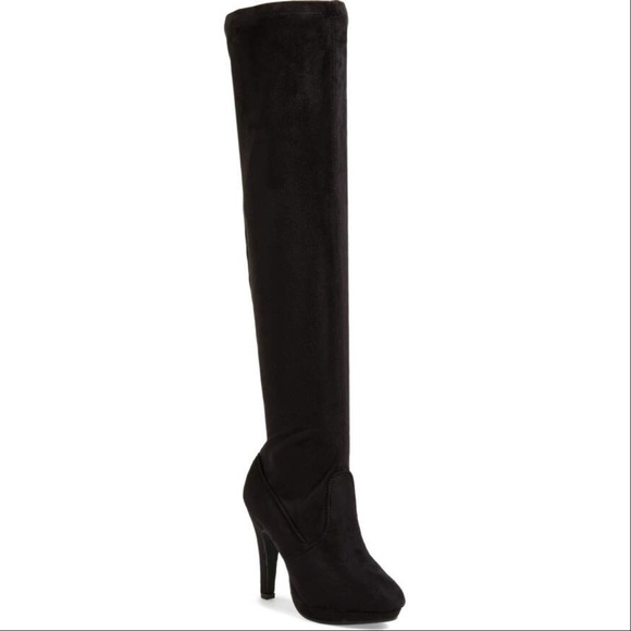Stunning Black Heeled Over the Knee Stretch Boots - Picture 4 of 6